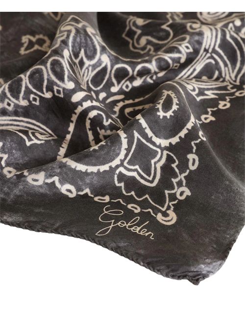 GOLDEN GOOSE: Foulard in seta con stampa - Grigio Golden Goose | GUP01053P00066760318 ANTHRACITE
